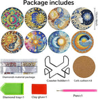 8 PCS Diamond Art Coasters Kits Sun and Month Diamond Painting Coaster | - Image 2