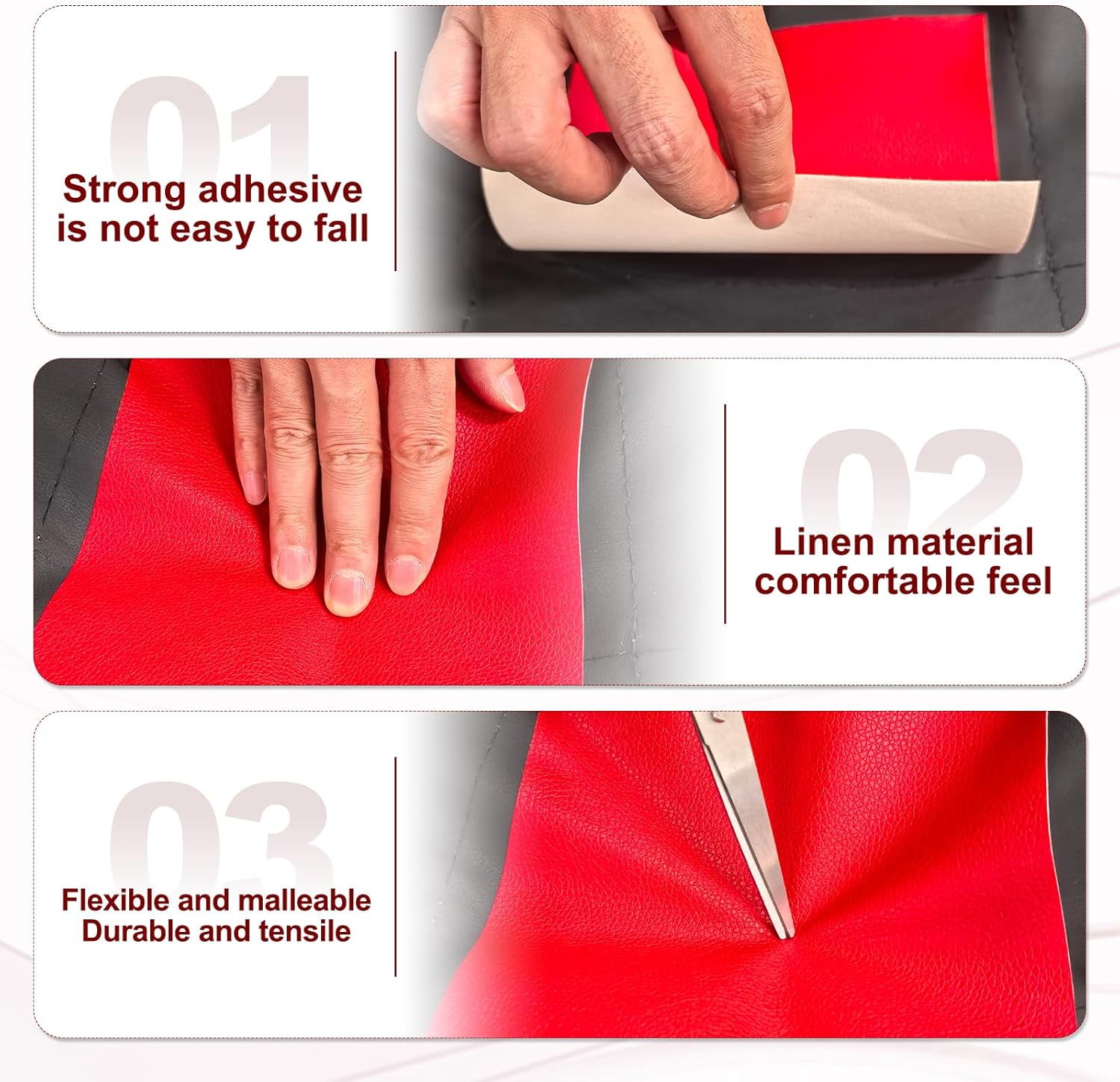 PATIKIL Leather Patches Tape for Furniture, 6.3 x 61 Inch Self Adhesive Vinyl Leather Repair Kit Cover Sheet for Couch, Sofa, Car Seats, Office Chair, Deep Coffee