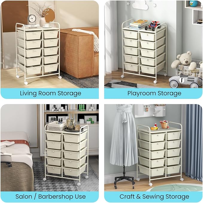 BECOMFORT 10-Drawer Rolling Cart - Image 7