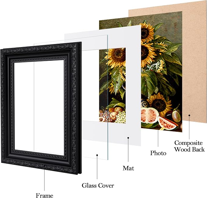 eletecpro 8x10 Vintage Picture Frame, Glass Cover, Horizontal or Vertical - Image 2