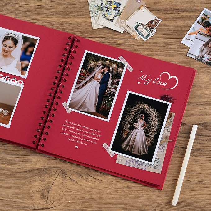potricher 10 x 10 Inch DIY Scrapbook Album 40 Pages Hardcover Kraft Paper Scrap - Image 3