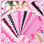 HunnmingRe 20 Pcs 10''x10'' Pink Ribbons Quilting Fabric Square Breast Cancer - Image 4
