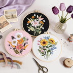 Uniartfy 3 Sets Embroidery Kit for Adults, Flower Pattern Embroidery Practice - Image 5