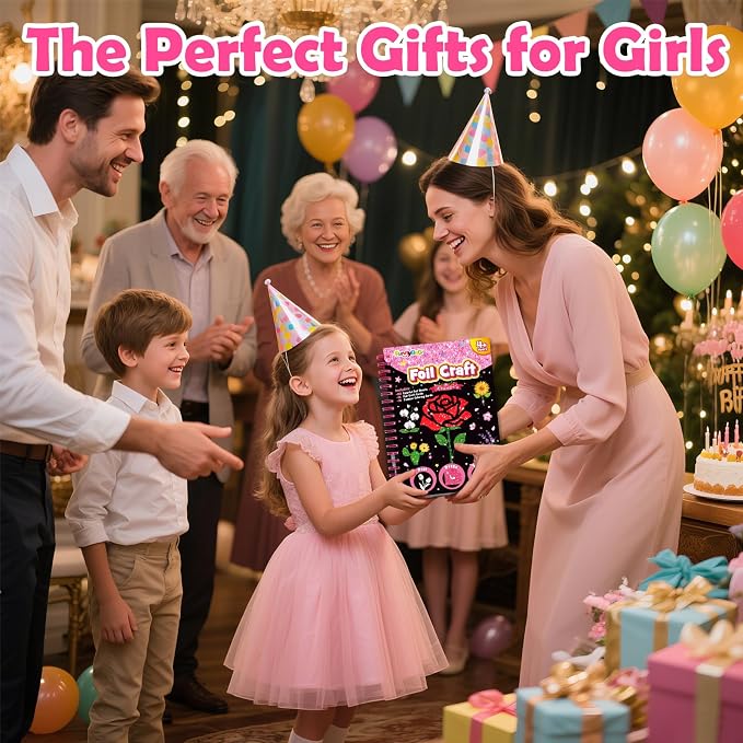 FUNNYB&G Foil Art Craft Kit for Girls 4-10 Years Old: Mess-Free & No-Glue - Image 9