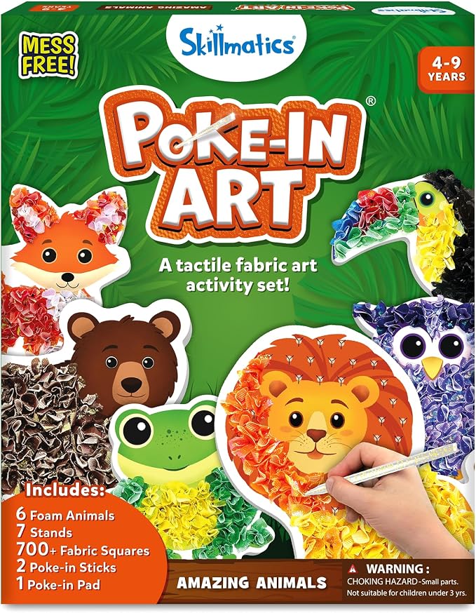 Skillmatics Poke-in Art – Animals, Mess-Free DIY Wood Craft Kit by Skillmatics