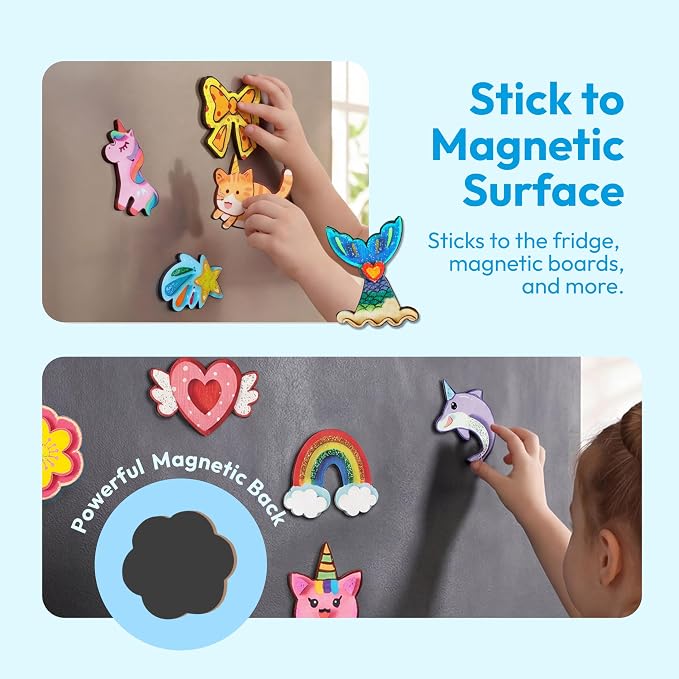 JOYIN 12 pcs Fantasy Wooden Magnets, Kids Unicorn Painting Craft, Spring and - Image 7