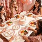 168 Pcs 13th Birthday Party Decorations Pink Rose Gold Plates Napkins Cups - Image 6