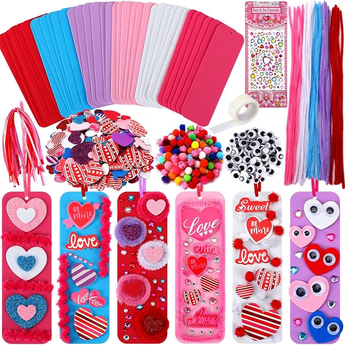 JULBEAR 36 Packs Valentine Foam DIY Bookmarks Craft Kit by JULBEAR