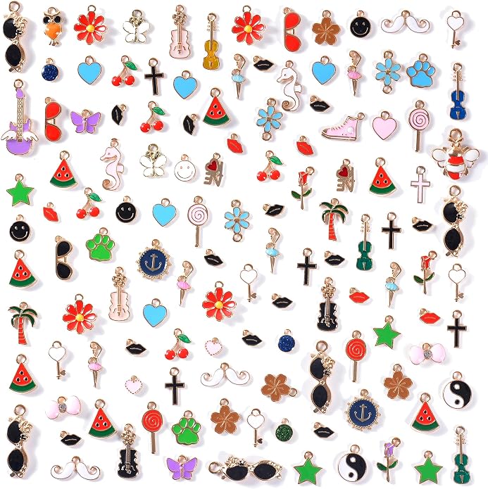 Bulk Gold Enamel Charms for Jewelry Making, Colorful Metal Charms Pendant for by stino