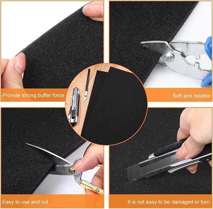 Pangda 2 Pcs Black Foam Pad 12 x 12 x 0.25 Inches Cuttable Polyurethane Foam - Image 4