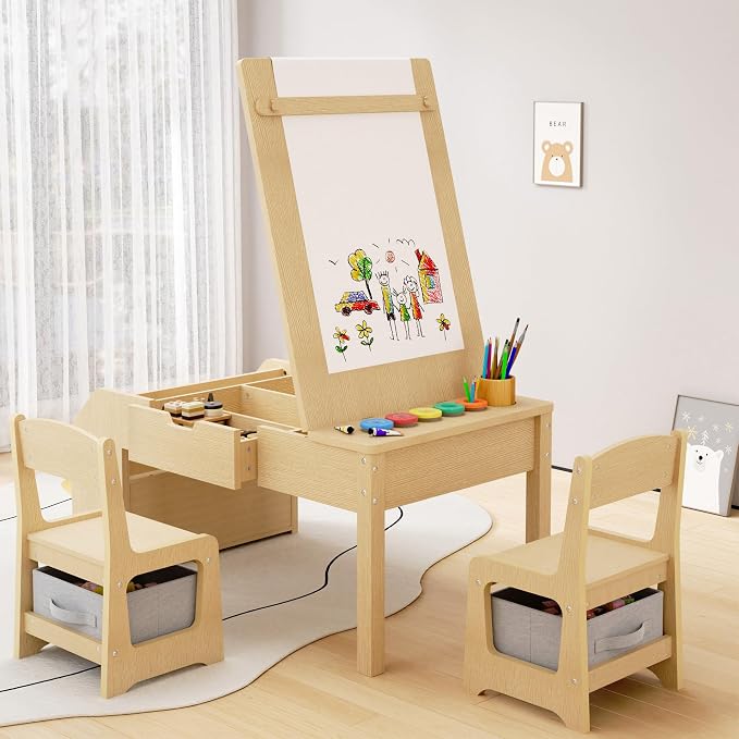 5-in-1 Kids Art Table and Chairs, Toddler Table and Chair Set, Craft Play Desk - Image 2