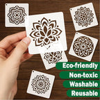 Stencils 4in 50pcs Craft Paint Template Reusable Plastic Templates Mandala - Image 3