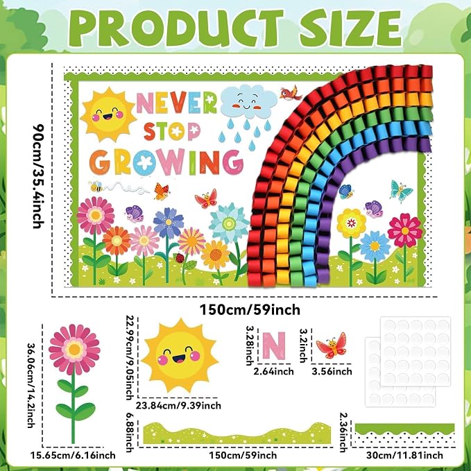Summer Bulletin Board Classroom Decorations 3D Rainbow Butterfly Floral - Image 2