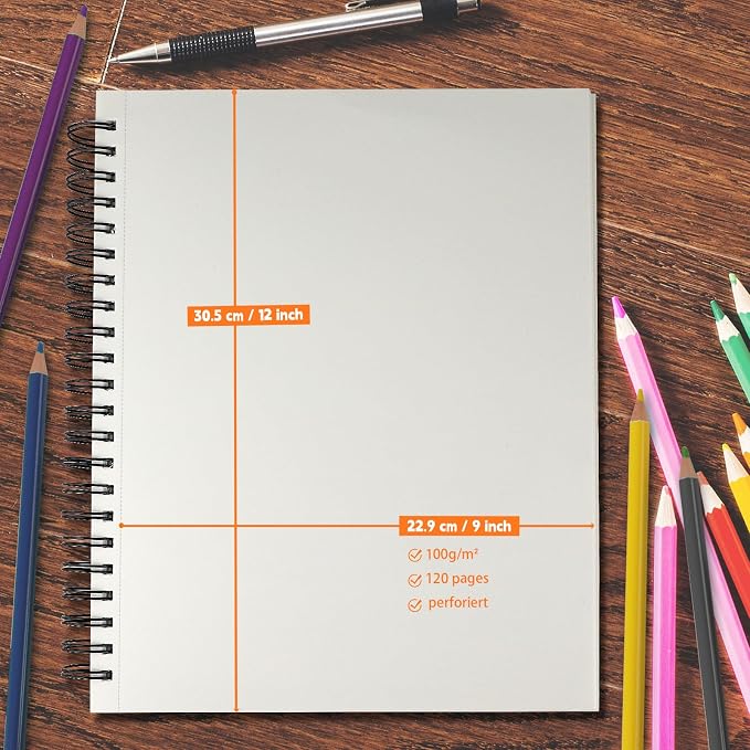 joibabe Spiral Bound Mixed Media Sketchbook, 160 GSM/98LB Heavyweight Acid Free - Image 4