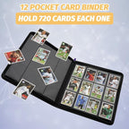 12 Pocket Ringless Side Loading Trading Card Binder, 720 Cards PU Fixed Page - Image 7