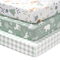 Baby Crib Sheets for Boys and Girls, 3 Pack Fitted Crib Sheets Neutral for by FIEMOL