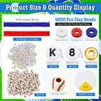Ferreve 4200 Pcs Baseball 12 Strands Clay Beads Bracelet Making Kit, 100 Letter - Image 2