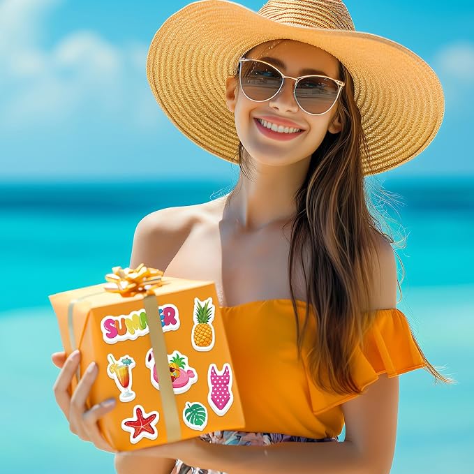 300Pcs Summer Foam Stickers, Colorful Self-Adhesive Summer Pool Beach Stickers - Image 3