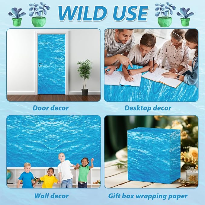 Qyeahkj Ocean Waves Bulletin Board Paper Roll Sea Bulletin Board Background - Image 7