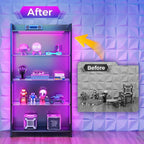 AODK Display Case with LED Lights, Display Cabinet with Glass Storage Shelves - Image 5
