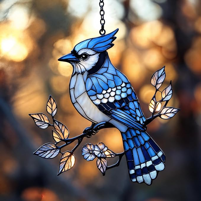 Majestic Blue Jay Acrylic Suncatcher by Unknown