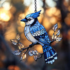 Majestic Blue Jay Acrylic Suncatcher by Unknown