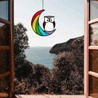 Stained Glass Owl Suncatcher Window Hanging Ornament, Stained Glass Birds - Image 4