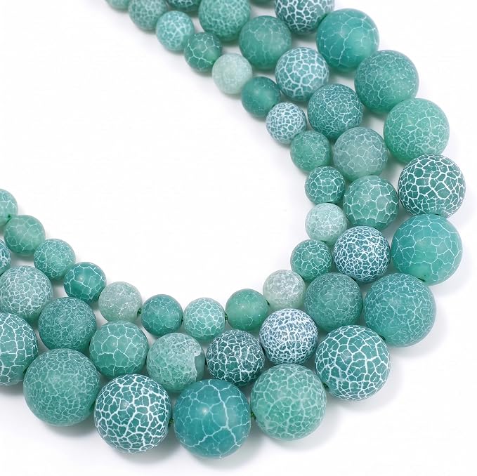 60pcs Natural Matte Green Oxidized Gemstone Beads，6mm Frosted Round Loose Stone by Yochus