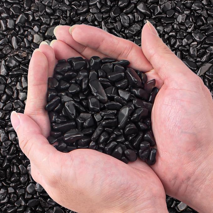 3 Lb Black Obsidian Crushed Stone Crystal Chips Bulk, Betta Fish Tank Gravel by EZEELAI
