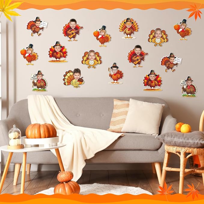 Gersoniel 72 Pcs Kid Fall Turkey Decor Fall Pumpkin Bulletin Board Cutout | - Image 6