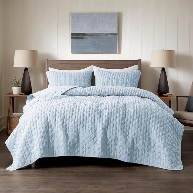WDCOZY Light Blue Twin Size Quilt Bedding Set - Image 2