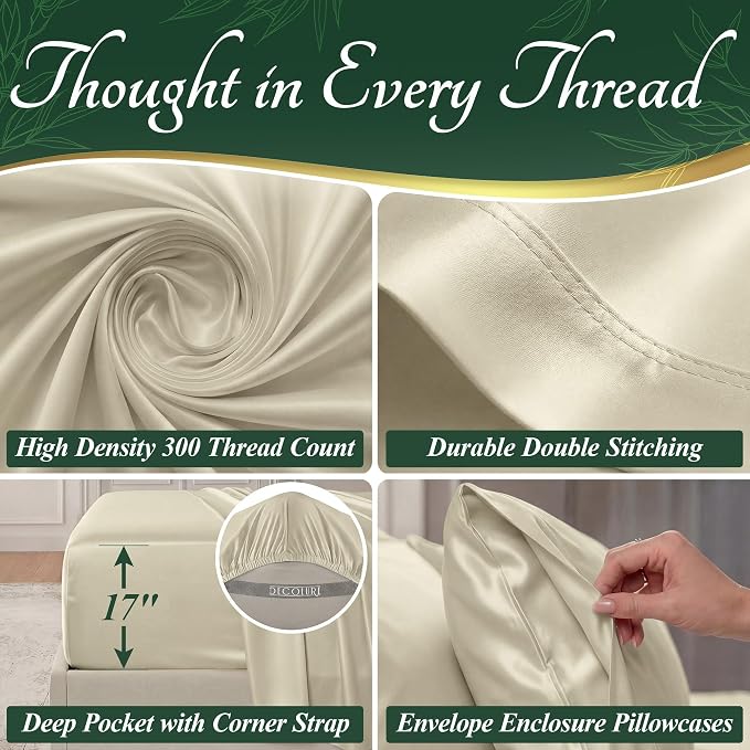 DECOLURE 100% Viscose Derived from Bamboo Sheets Queen Size - Image 4
