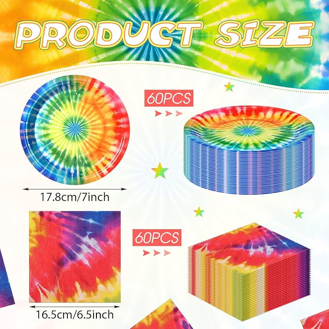 Zhehao 120 Pcs Disposable Paper Plates and Napkins Bulk Birthday Party - Image 3