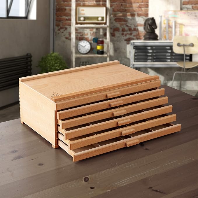 7 Elements 6 Drawer Wooden Artist Storage Supply Box - Image 2