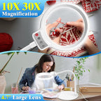 10X 30X Magnifying Glass with Light and Stand, 72 LED 3 Color Modes Stepless - Image 2