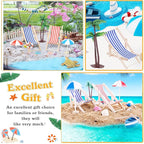 31 Pcs Beach Miniature Dollhouse Decoration, Umbrella Palm Chair Miniature Toys - Image 3