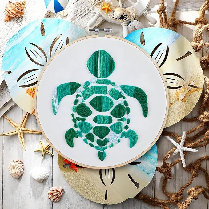Sea Turtle Embroidery Kits for Beginners Adults, Hand DIY Embroidery Starter Kit - Image 7