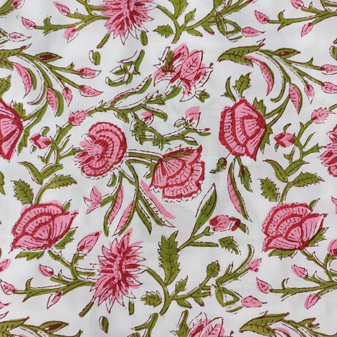 E-Tailor® Hand-Block Printed Pre-Cut Cotton Fabric Ideal - Image 2