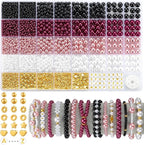 2256pcs Pearl Beads for Jewelry Making, Funtopia 4 Sizes Pink Black White Round by Funtopia