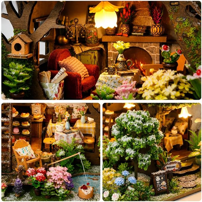 RHZN DIY Miniature House Kit for Adults Mini House Snow Tree House | 2 Display - Image 4