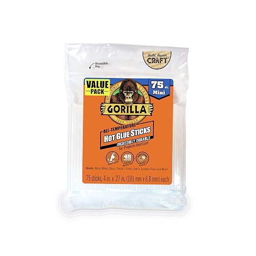 Gorilla Hot Glue Sticks, Mini Size 4" Long x 0.27" Diameter by Unknown