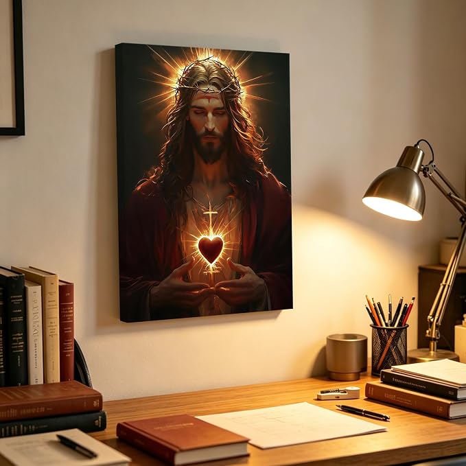 Framed Sacred Heart of Jesus Wall Art - Image 3