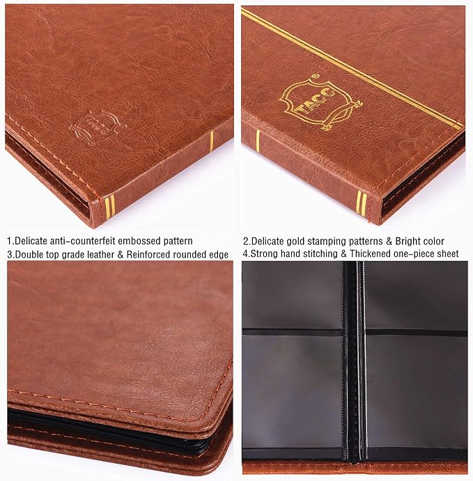 Ettonsun Leather 60-Pocket Paper Money Album Currency Holders - Image 5