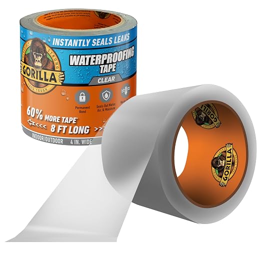 GORILLA Waterproofing Tape, UV-Resistant Backing, Bonds Vinyl, Plastic & Rubber by Gorilla