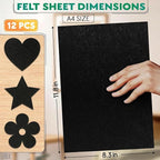 LEGLO Black Felt Sheets 12 Pcs, Sticky-Back A4 Craft Fabric, 8.3 x 11.8 in | - Image 2