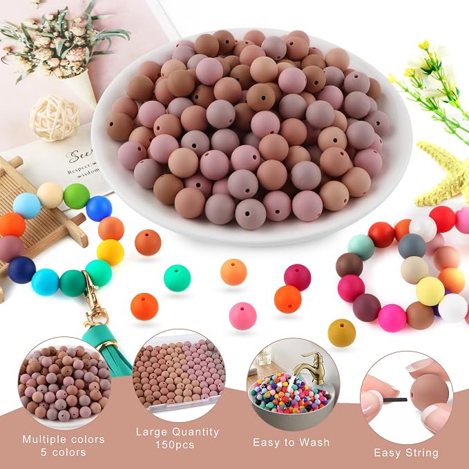 150Pcs Silicone Beads 15mm Mix Color, Bulk Silicone Beads 15mm - Image 3
