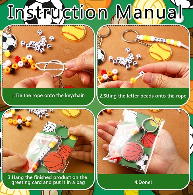 Suncalla 984 Pcs 24 Set Sport Keychain Making Kit DIY Basketball Football - Image 3