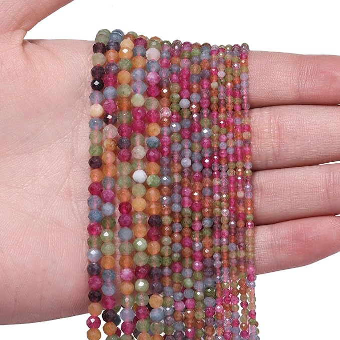2mm 180pcs Colorful Tourmaline Tiny Gemstone Beads - Image 2