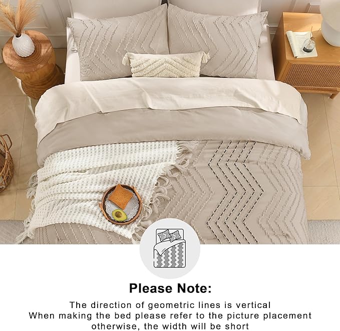 Andency Khaki California King Comforter Set, Boho Cal King Soft Warm Tufted - Image 5