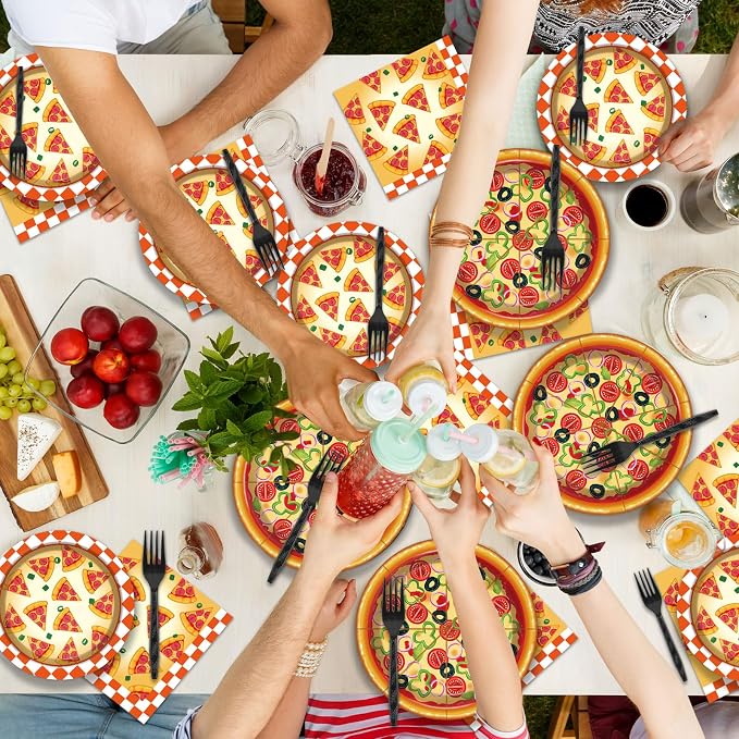 50 Guests Pizza Plates and Napkins Party Supplies Pizza Birthday Party - Image 7